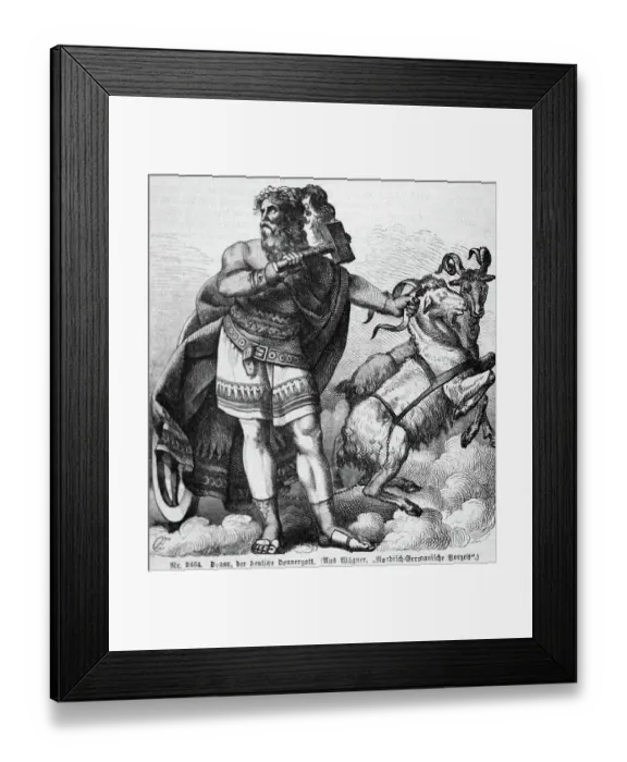 Framed Print : Illustration of the Norse God Thor with Chariot and Goats Framed Print : Illustration of the Norse God Thor with Chariot and Goats