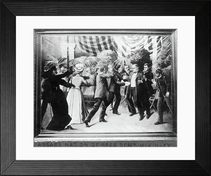 Framed Print : Assassination of President McKinley (Wash Drawing) by T. Dart Walker Framed Print : Assassination of President McKinley (Wash Drawing) by T. Dart Walker