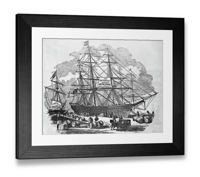 Framed Print : Engraving Of Clipper Ship Flying Cloud Framed Print : Engraving Of Clipper Ship Flying Cloud