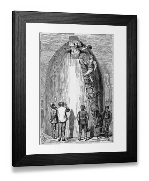Framed Print : Illustration Man Leaving Space Capsule Framed Print : Illustration Man Leaving Space Capsule
