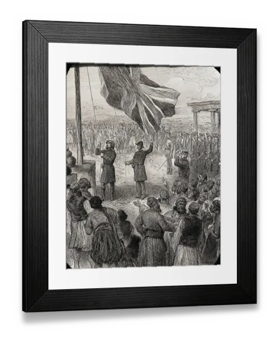Framed Print : Illustration English Raising Flag Framed Print : Illustration English Raising Flag