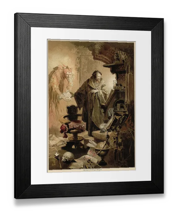 Framed Print : Illustration of Faust and Mephistopheles Making a Pact Framed Print : Illustration of Faust and Mephistopheles Making a Pact