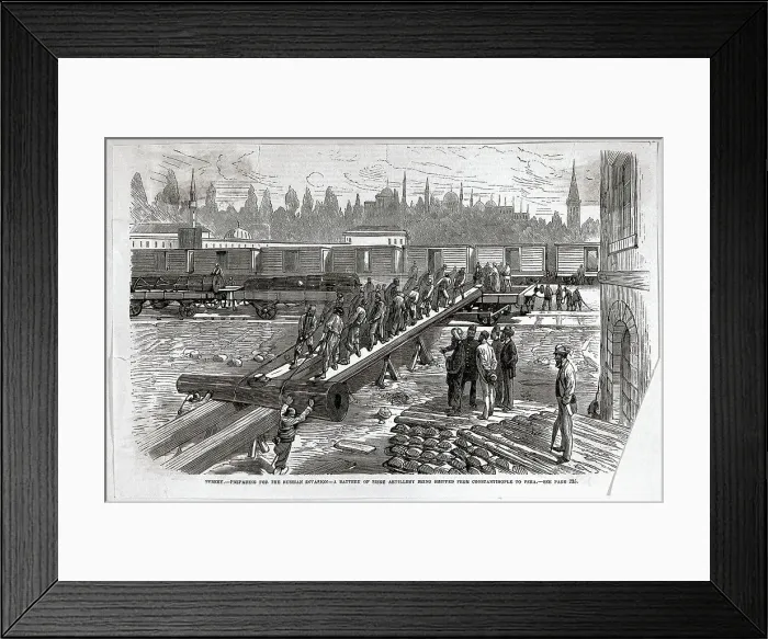 Framed Print : Workers Load Siege Battery On Train Framed Print : Workers Load Siege Battery On Train