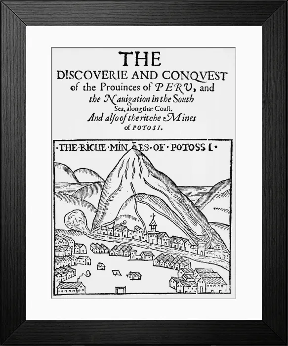 Framed Print : Illustration Town of Potosi in Mountains Framed Print : Illustration Town of Potosi in Mountains