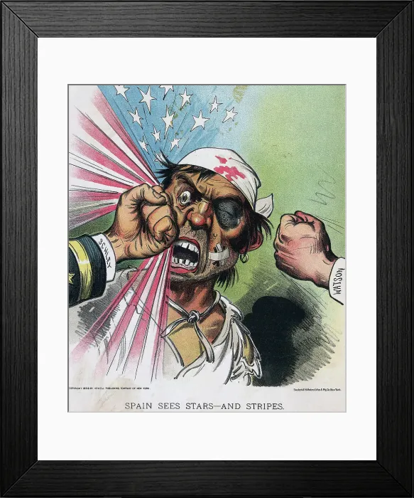 Framed Print : Illustration Americans Beating Spaniard Framed Print : Illustration Americans Beating Spaniard