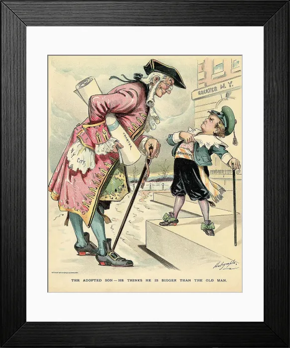 Framed Print : Cartoon of Brooklyn, Greater New York Framed Print : Cartoon of Brooklyn, Greater New York