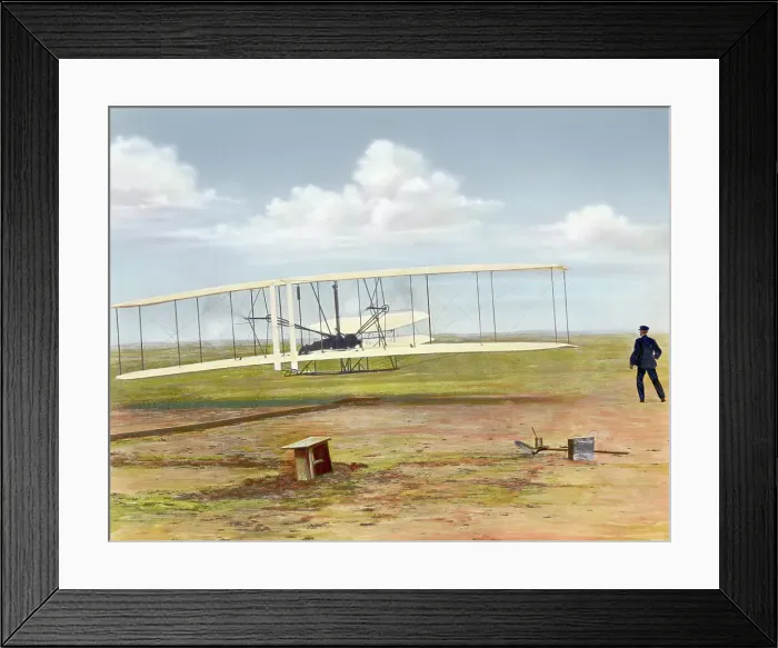 Framed Print : Illustration of Wright Brothers First Motor Propelled Flight Framed Print : Illustration of Wright Brothers First Motor Propelled Flight