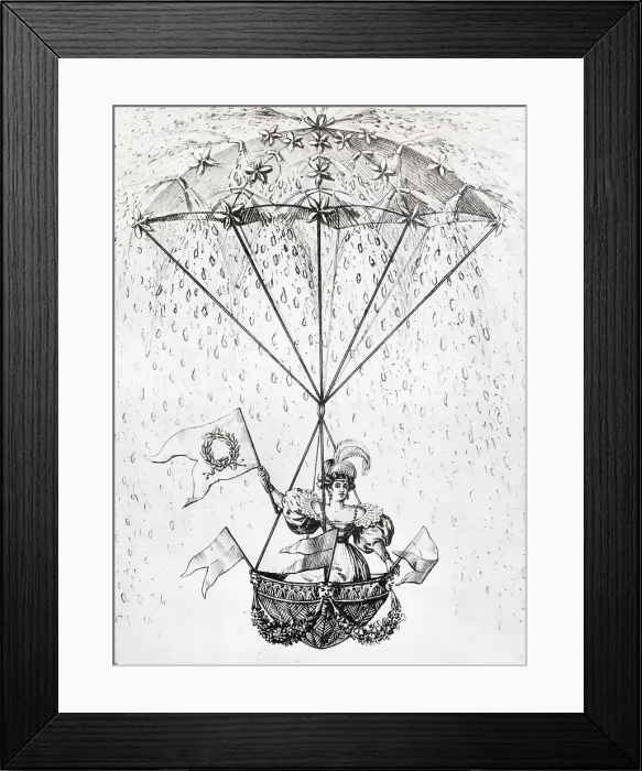 Framed Print : M.A.J. Garnerin Descending in Parachute Framed Print : M.A.J. Garnerin Descending in Parachute