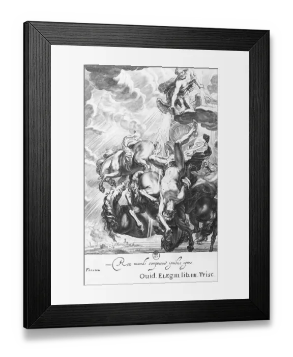 Framed Print : Engraving of Phaeton Struck Down by Zeus Thunder Framed Print : Engraving of Phaeton Struck Down by Zeus Thunder