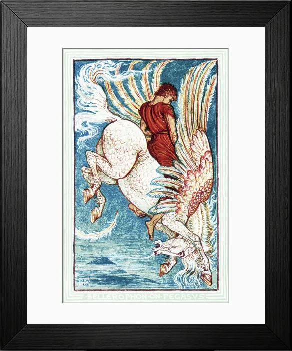 Framed Print : Bellerophon On Pegasus, Color Illus Framed Print : Bellerophon On Pegasus, Color Illus