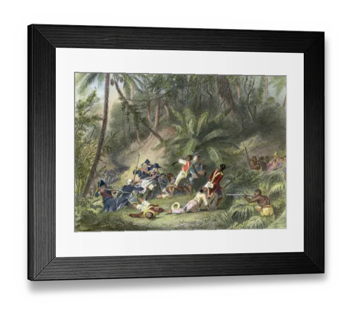 Framed Print : Hand-Colored Engraving of Francois Dominique Toussaint L'Ouverture Revolting Against the French in St. Dominique