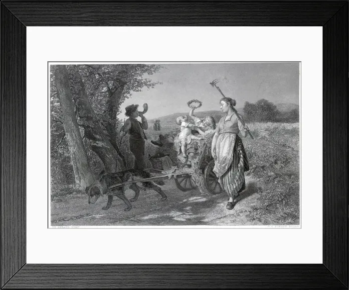 Framed Print : Farm Workers Return From Fields On Cart Framed Print : Farm Workers Return From Fields On Cart