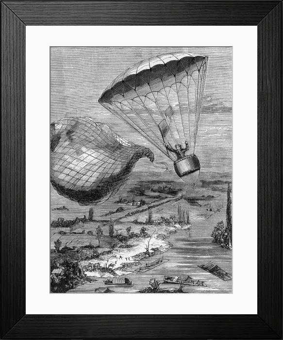 Framed Print : M. Garnerin In A Parachute, Illustration Framed Print : M. Garnerin In A Parachute, Illustration