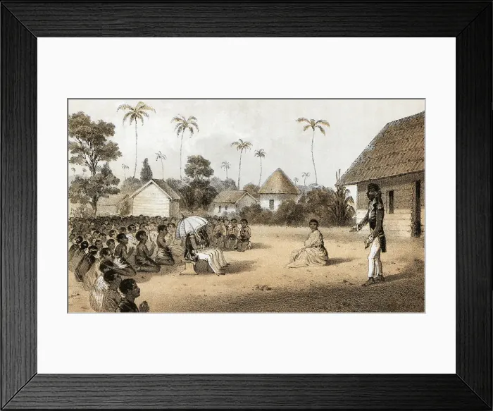Framed Print : Westerner Addresses African Village Framed Print : Westerner Addresses African Village