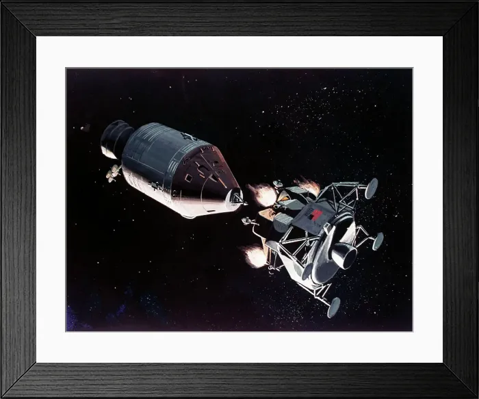 Framed Print : Illustration of Apollo Modules Separating Framed Print : Illustration of Apollo Modules Separating