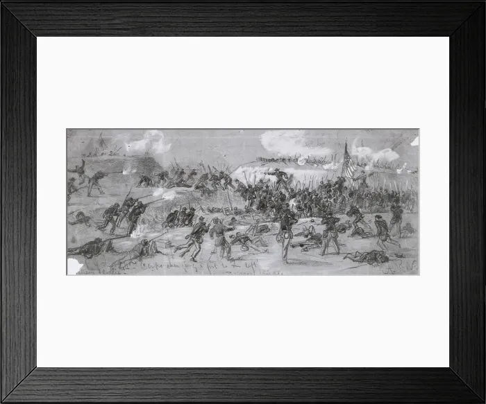 Framed Print : Conte Pencil Illustration of Civil War Battle Framed Print : Conte Pencil Illustration of Civil War Battle