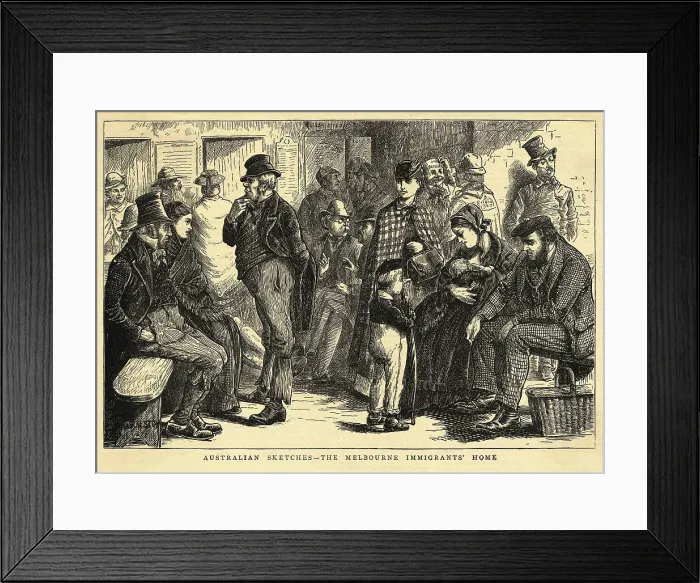 Framed Print : Illustration of Australian Immigrants Framed Print : Illustration of Australian Immigrants