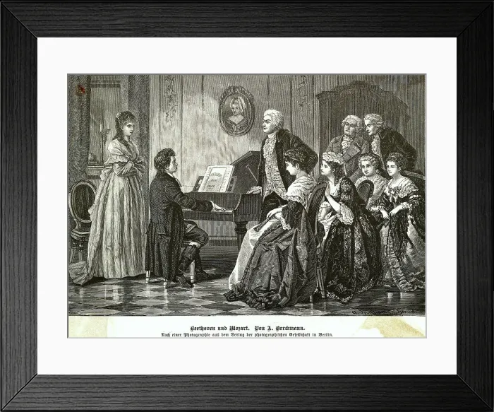 Framed Print : Illustration of Mozart and Beethoven Framed Print : Illustration of Mozart and Beethoven