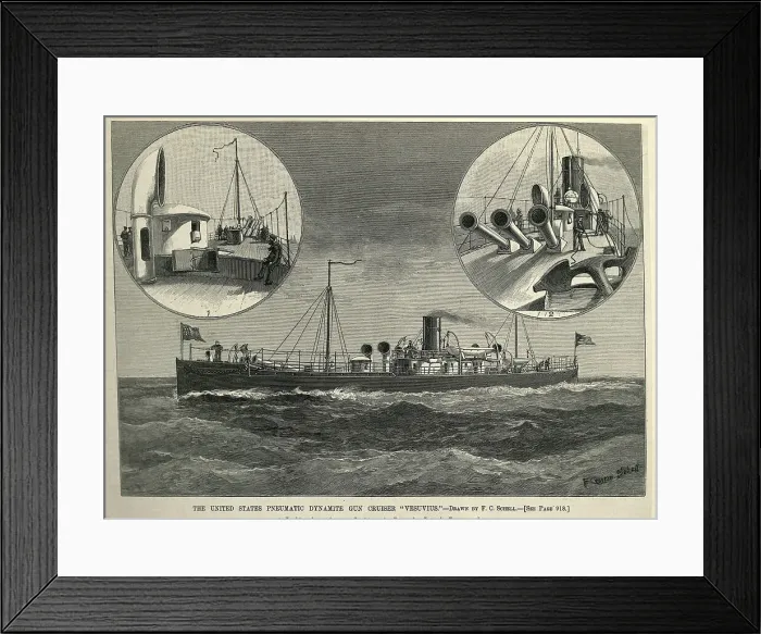 Framed Print : Us Cruiser On Water / Guns, Anchor Framed Print : Us Cruiser On Water / Guns, Anchor
