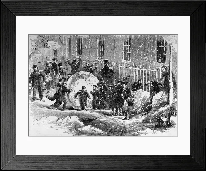 Framed Print : Children Making a Giant Snowball Framed Print : Children Making a Giant Snowball