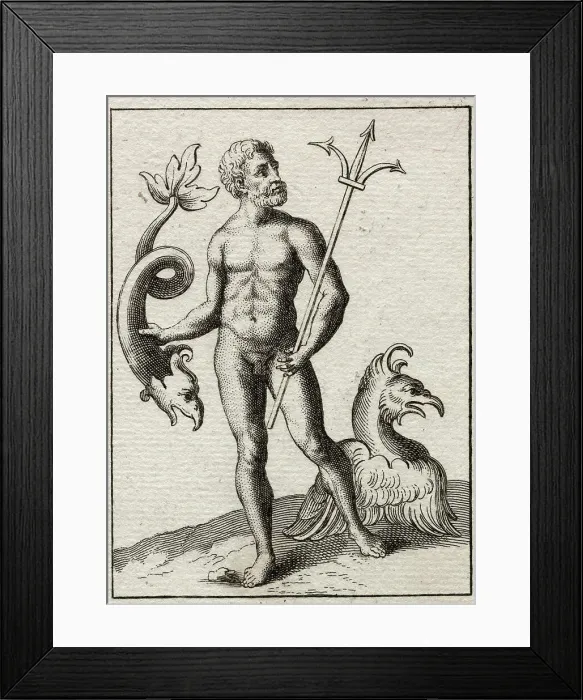 Framed Print : Mythological Character with Creature Framed Print : Mythological Character with Creature