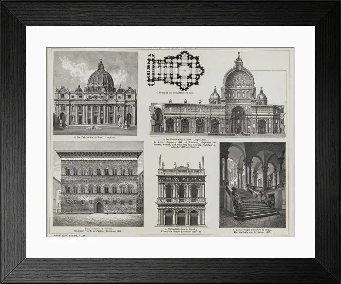Framed Print : Collected Illustrations of Architecture by Donato Bramante Framed Print : Collected Illustrations of Architecture by Donato Bramante