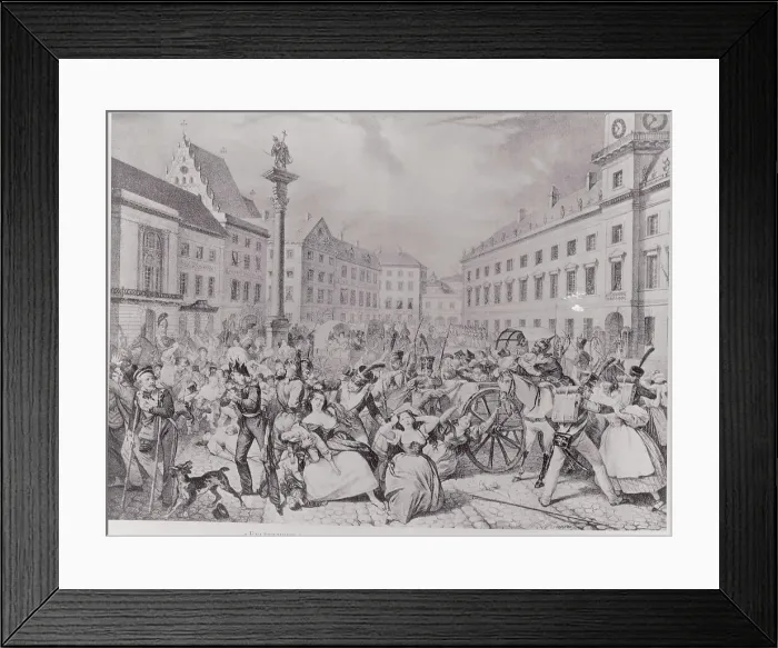 Framed Print : Illustration of Invading Troops Taking Polish Peasants