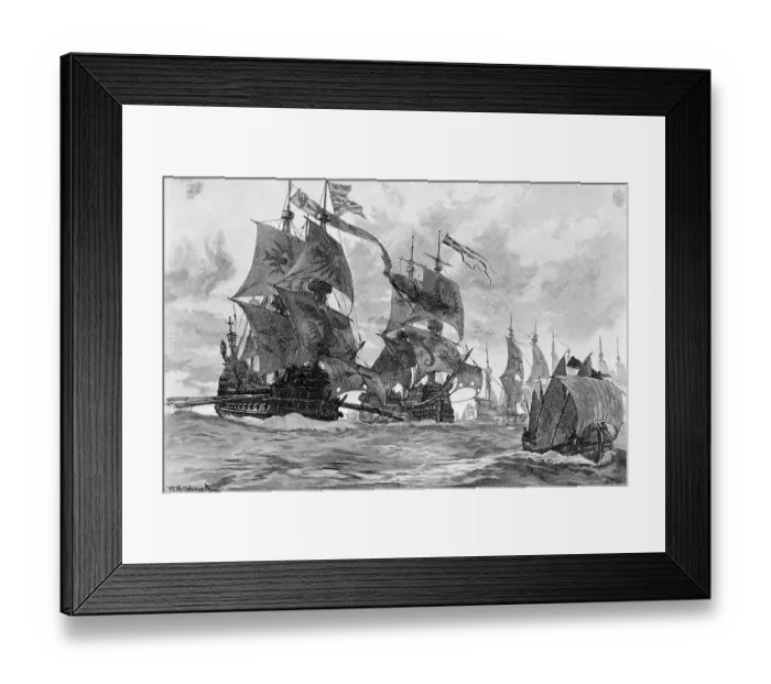 Framed Print : Print Depicting the Spanish Armada Advancing Through the English Channel Framed Print : Print Depicting the Spanish Armada Advancing Through the English Channel