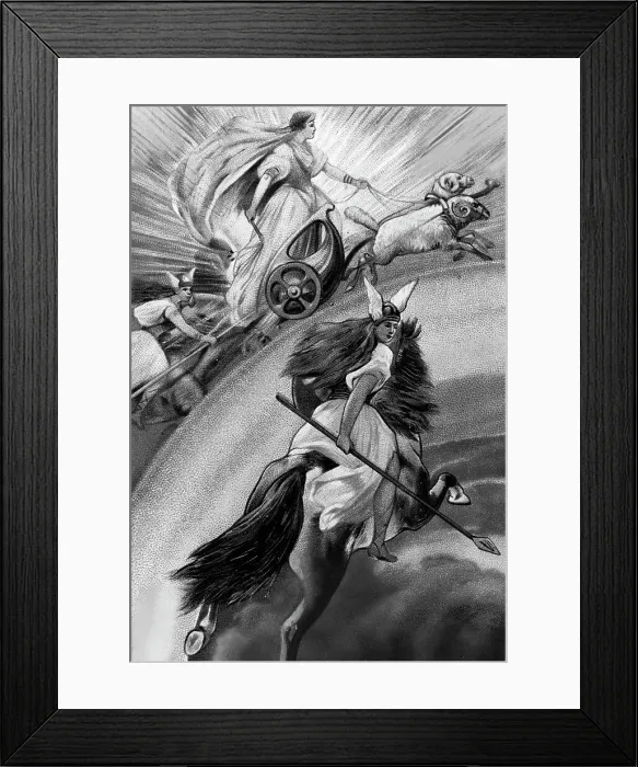 Framed Print : Lithograph Of Frigg And Valykyries