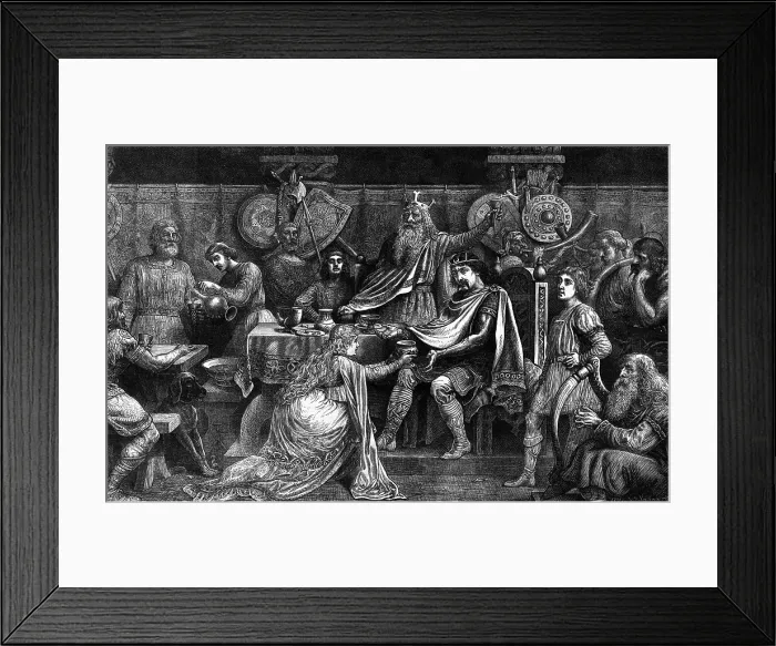 Framed Print : Illus / Offering Of Wassail Cup Framed Print : Illus / Offering Of Wassail Cup
