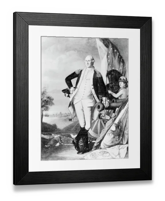Framed Print : Illustration of George Washington Standing Next to Cannon Framed Print : Illustration of George Washington Standing Next to Cannon