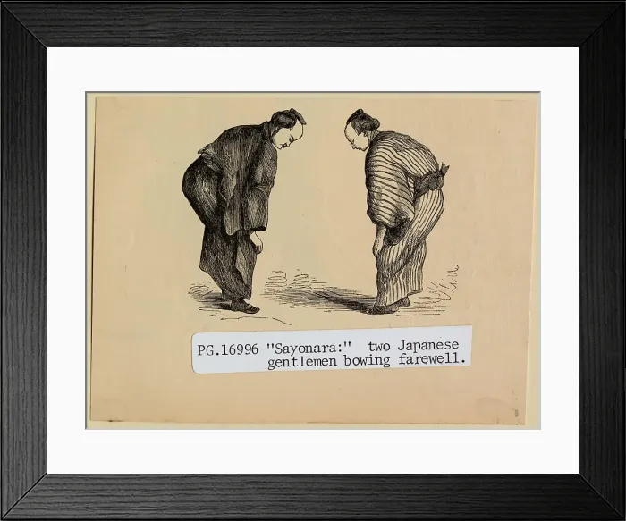 Framed Print : Illustration of Japanese Men Bowing to Each Other Framed Print : Illustration of Japanese Men Bowing to Each Other