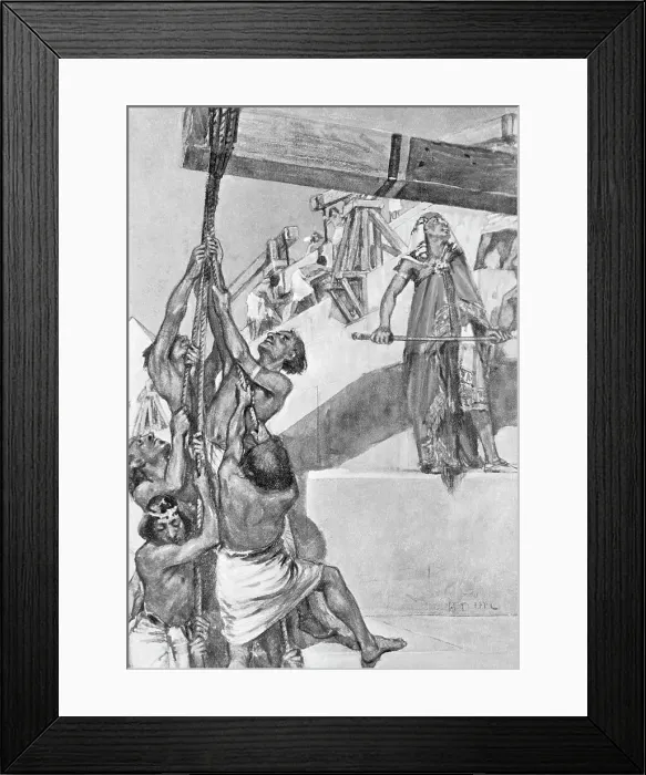 Framed Print : Illustration of Slaves Building Pyramids Framed Print : Illustration of Slaves Building Pyramids