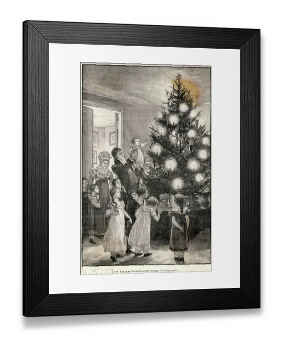 Framed Print : Family Admiring Their Christmas Tree Framed Print : Family Admiring Their Christmas Tree