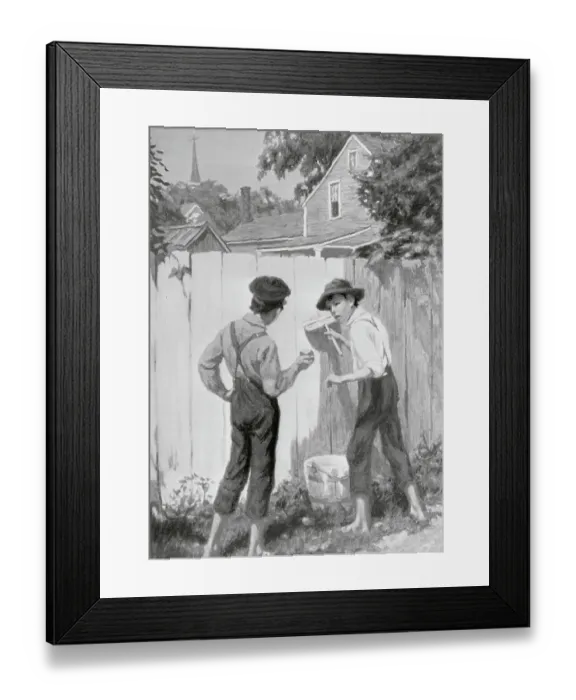 Framed Print : Tom Sawyer Washing the Fence Book Illustration from Mark Twain's The Adventures of Tom Sawyer Framed Print : Tom Sawyer Washing the Fence Book Illustration from Mark Twain's The Adventures of Tom Sawyer