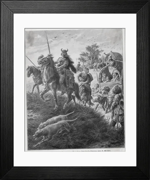 Framed Print : Illustration of Migrating Germans Framed Print : Illustration of Migrating Germans