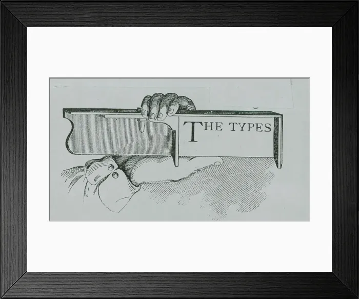 Framed Print : Illustration of Hand Holding Early Printing Tool Framed Print : Illustration of Hand Holding Early Printing Tool
