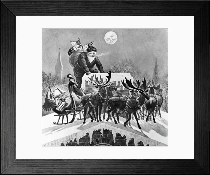 Framed Print : Illustration of St. Nick's Visit on Christmas Eve Framed Print : Illustration of St. Nick's Visit on Christmas Eve