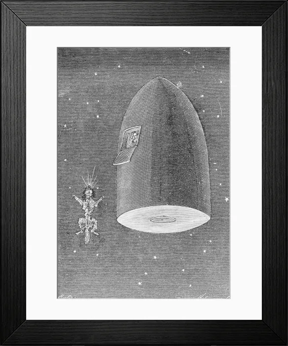 Framed Print : Illustration Depicting the Disposal of Satellite's Body in From the Earth to the Moon by Jules Verne Framed Print : Illustration Depicting the Disposal of Satellite's Body in From the Earth to the Moon by Jules Verne
