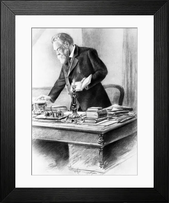 Framed Print : Friedrich Engels Working in His Office