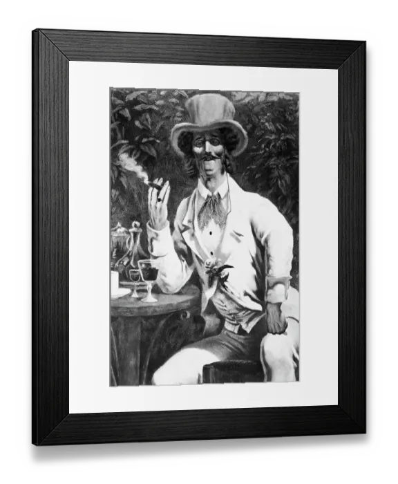 Framed Print : Illustration of Jacques Offenbach Smoking Cigar Framed Print : Illustration of Jacques Offenbach Smoking Cigar