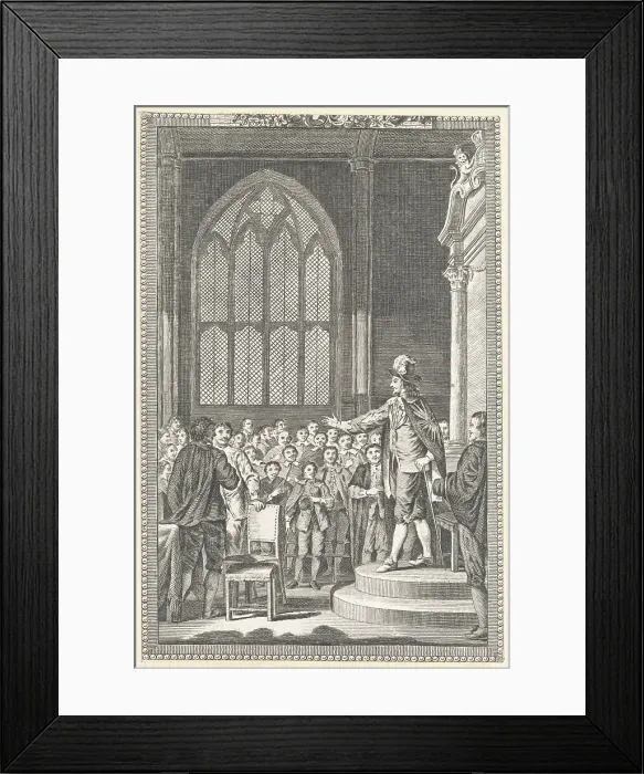 Framed Print : Illustration of King Charles I on House Podium Framed Print : Illustration of King Charles I on House Podium