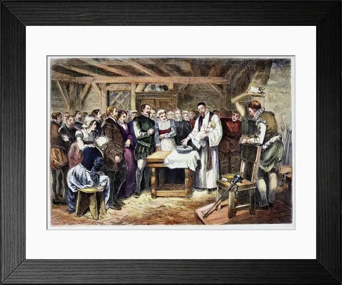 Framed Print : Illustration Depicting the Baptism of Virginia Dare Framed Print : Illustration Depicting the Baptism of Virginia Dare