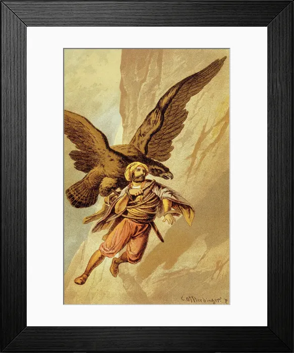 Framed Print : Sinbad Raised by an Eagle by Carl Offterdinger from The Arabian Nights Framed Print : Sinbad Raised by an Eagle by Carl Offterdinger from The Arabian Nights
