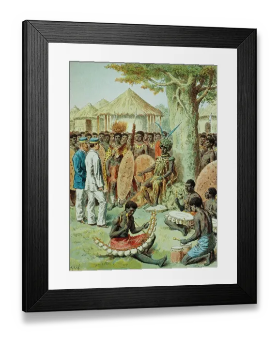 Framed Print : Illustration Depicting French Military Officers Being Received by African Royalty by Frederic Theodore Lix Framed Print : Illustration Depicting French Military Officers Being Received by African Royalty by Frederic Theodore Lix