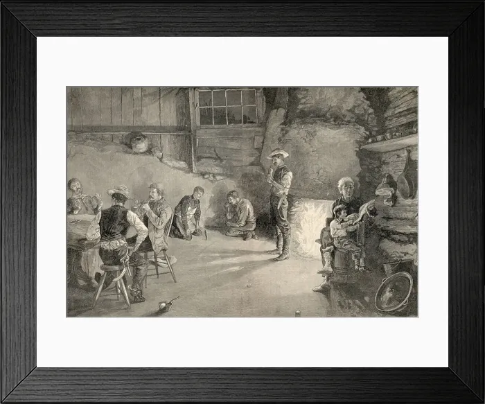 Framed Print : Life in a Cowboy Dugout, Illustration Framed Print : Life in a Cowboy Dugout, Illustration