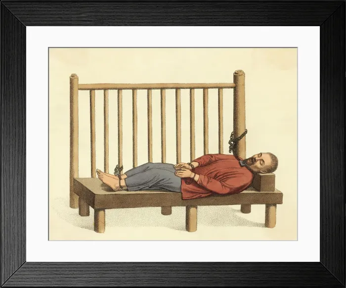 Framed Print : Man W / Iron Collar & Handcuffs Of Ankles Framed Print : Man W / Iron Collar & Handcuffs Of Ankles