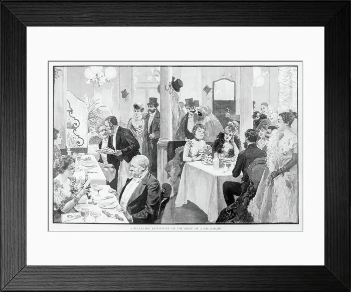 Framed Print : Illus / Boulevard Restaurant In Paris Framed Print : Illus / Boulevard Restaurant In Paris