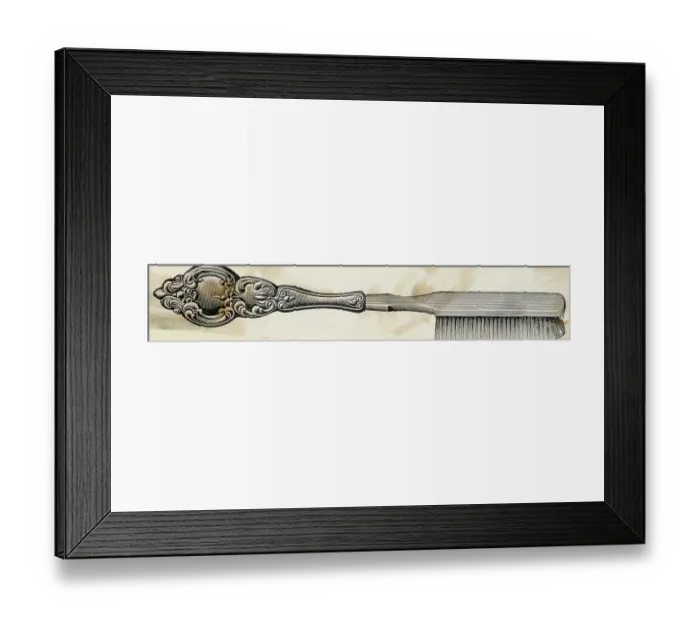 Framed Print : Illus / Toothbrush W / Long Head / Gold Handle