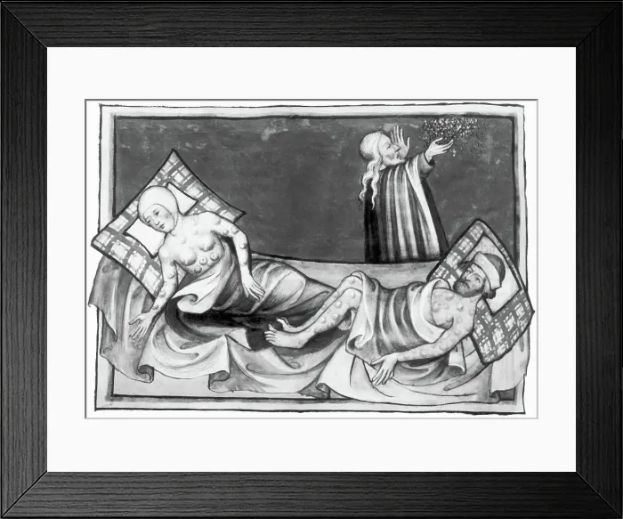 Framed Print : Illustration of Victims of Bubonic Plague from the Toggenberg Bible Framed Print : Illustration of Victims of Bubonic Plague from the Toggenberg Bible